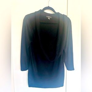 Alfani Cowl neck black sweater with lace front detail . Size large